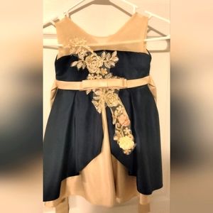 2t navy blue and cream dress